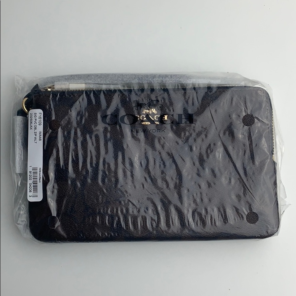 COACH Large Signature Double Zip Wallet #04206 - Picture 5 of 7